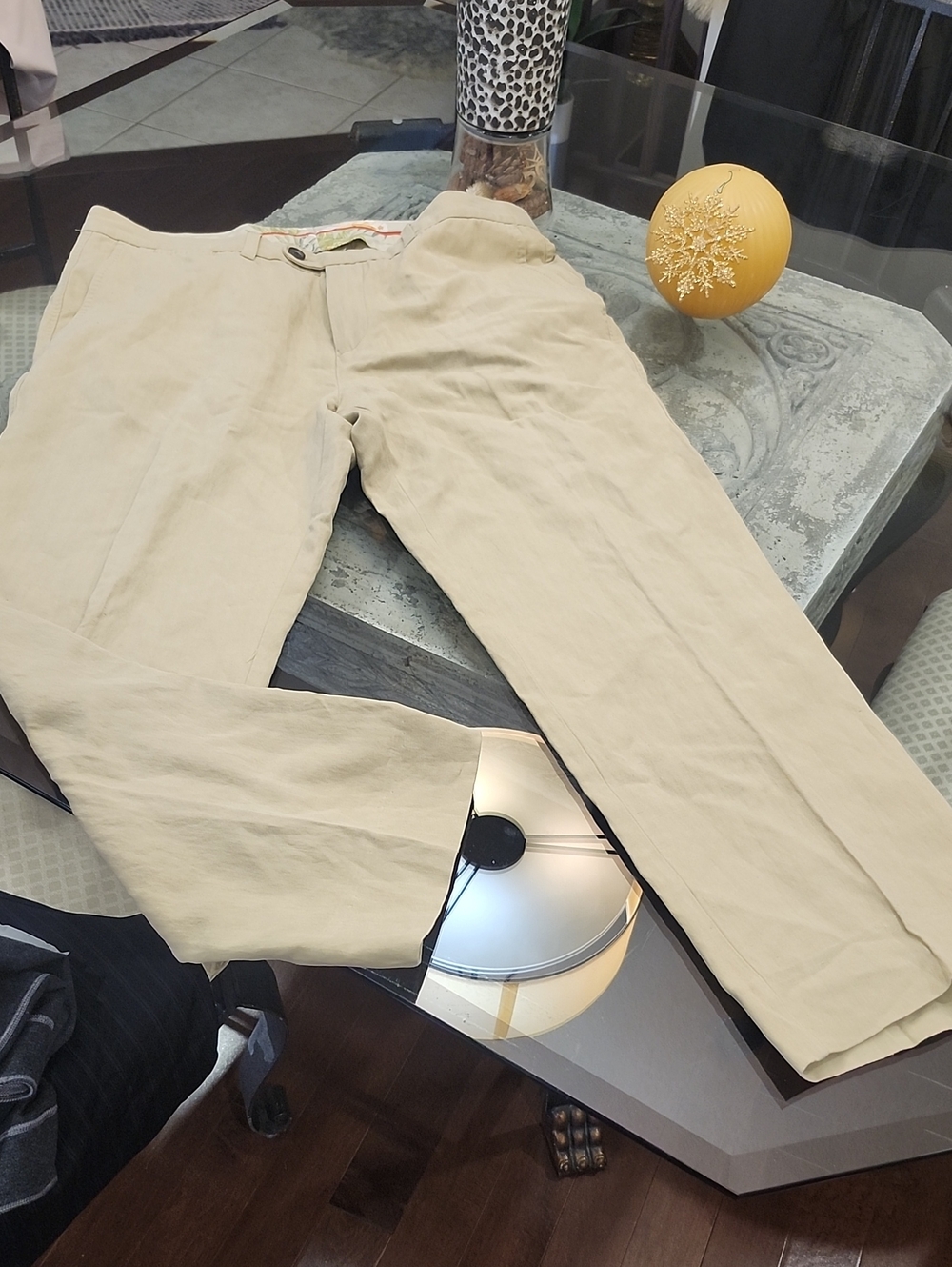 Tommy Bahama Lightweight Khaki Silk Linen Chinos in Light Beige 36.5 X 29